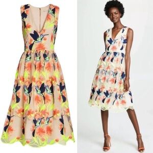 Alice + Olivia Becca Hummingbird Embroidered Dress